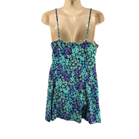 Kathy Ireland Medium One Piece Swim Dress Floral Soft Bra Tummy Control Blue Tea - Picture 5 of 10
